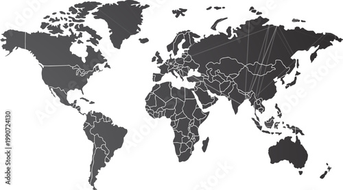 Global Network Map, World Connectivity Vector, Digital Earth Connections, Business Travel Routes vector illustration