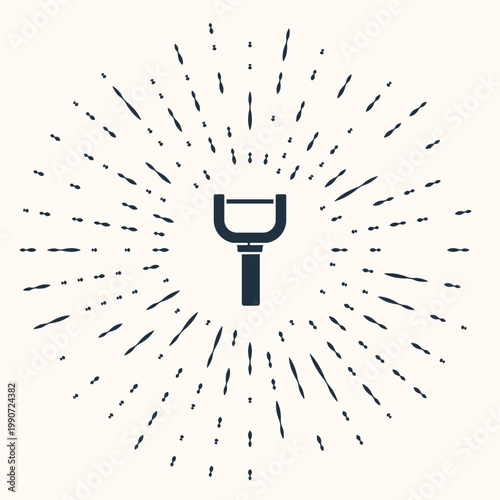 Grey Peeler icon isolated on beige background. Knife for cleaning of vegetables. Kitchen item, appliance. Abstract circle random dots. Vector