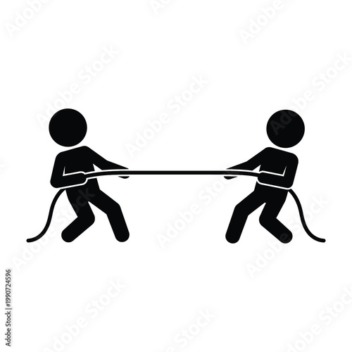 Two people playing tug of war with rope