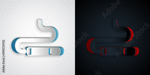 Paper cut Cigar icon isolated on grey and black background. Paper art style. Vector