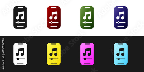 Set Music player icon isolated on black and white background. Portable music device. Vector
