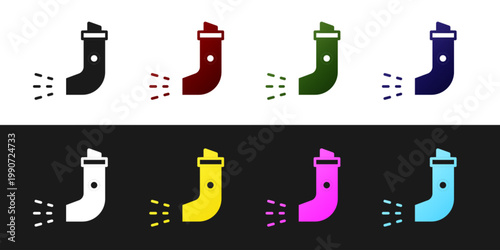 Set Inhaler icon isolated on black and white background. Breather for cough relief, inhalation, allergic patient. Vector