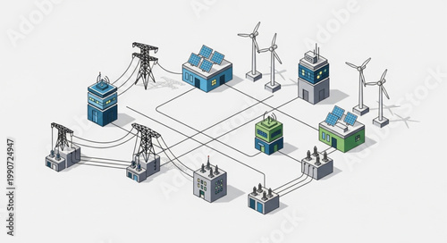 Digital Network of Smart City Infrastructure with Renewable Energy Sources.