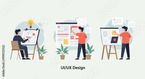 UI/UX Designer Creating Web Interface Mockups and Wireframes