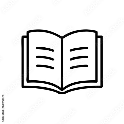 Open notebook outline icon for education and school supplies isolated on transparent design.