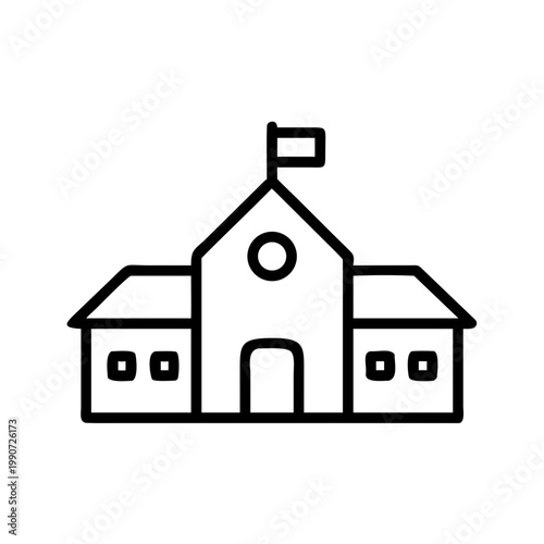 School building icon line vector. university and college illustration or education symbol.