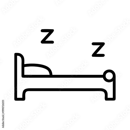 Bed icon with zzz symbols indicating sleep and rest symbol.