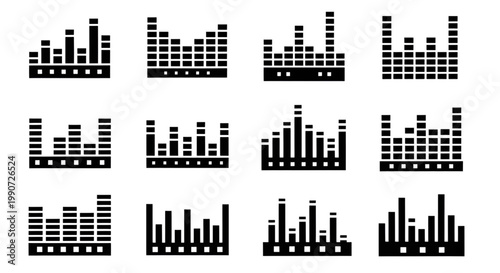 Pixel Art Music Equalizer Bars Audio Spectrum Set
