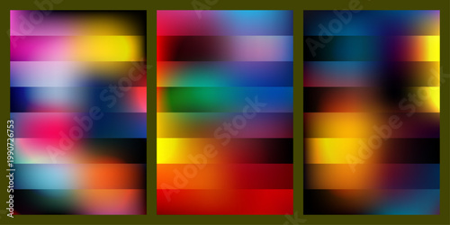 A visually striking abstract background featuring three panels of blended colorful rectangles, ideal for use in graphic design, digital art, or as a creative backdrop for presentations and websites.