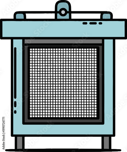 Industrial metal mesh ventilation unit.