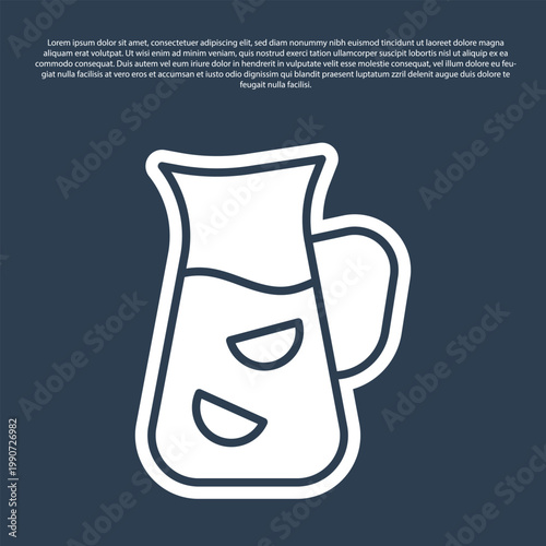Blue line Sangria icon isolated on blue background. Traditional spanish drink. Vector