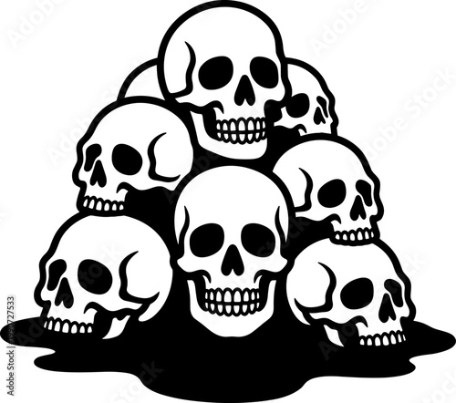 Pile of Skulls Stack Vector Illustration Silhouette for Cricut Laser Cut Vinyl Decal EPS
