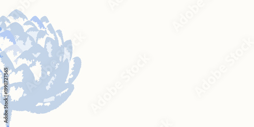 A pale blue stylized illustration of an artichoke on a white background