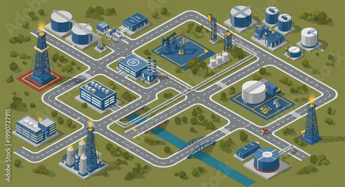 Futuristic Cityscape with Skyscrapers and Infrastructure.