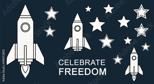 Celebrate Freedom with Rockets and Stars A Space Exploration Illustration