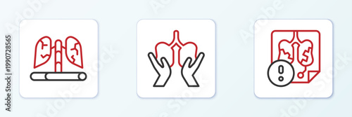 Set line Disease lungs, and Lungs icon. Vector