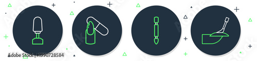Set line Nail file, Cuticle pusher, Milling cutter for manicure and Manicure icon. Vector