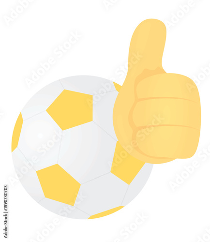 Ball with thumb up. vector