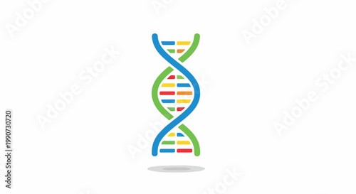 A stylized illustration of a double helix dna structure with colorful base pairs