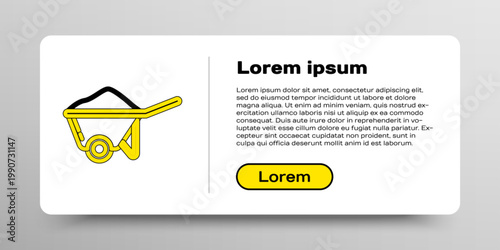 Line Wheelbarrow with dirt icon isolated on white background. Tool equipment. Agriculture cart wheel farm. Colorful outline concept. Vector