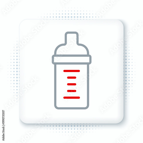 Line Baby milk in a bottle icon isolated on white background. Feeding bottle icon. Colorful outline concept. Vector