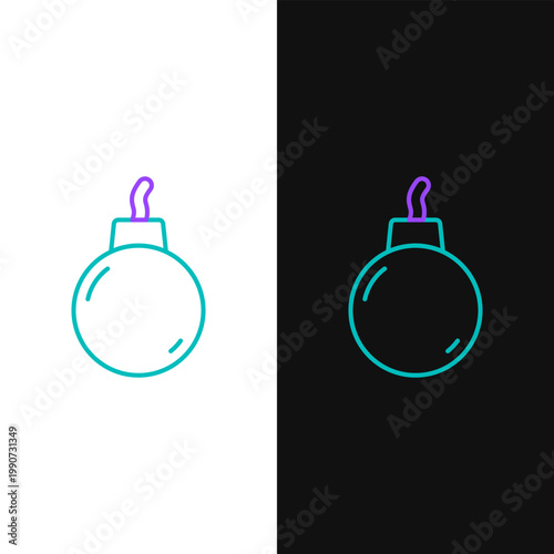 Line Bomb ready to explode icon isolated on white and black background. Colorful outline concept. Vector