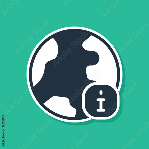 Blue World news icon isolated on green background. Breaking news, world news tv. Vector