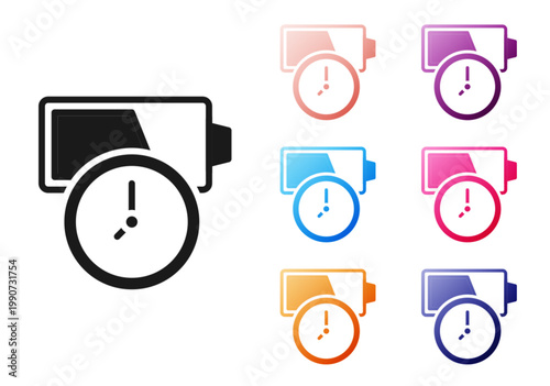 Black Battery charge level indicator icon isolated on white background. Set icons colorful. Vector