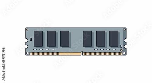 Illustration of a memory module commonly used in computers for data storage