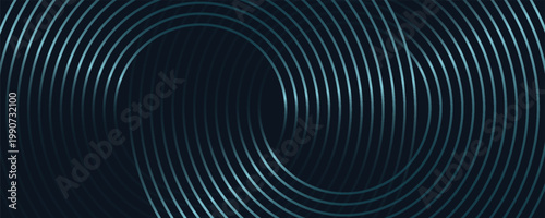 Blue abstract background with glowing circles. Swirl circular lines pattern. Geometric spiral. Twirl elements. Modern graphic design. Futuristic technology concept. eps 10