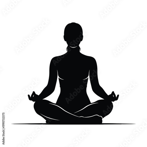Woman practicing yoga in lotus position silhouette