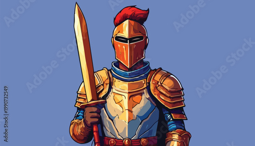 Illustration of a Knight in Shining Golden Armor.
