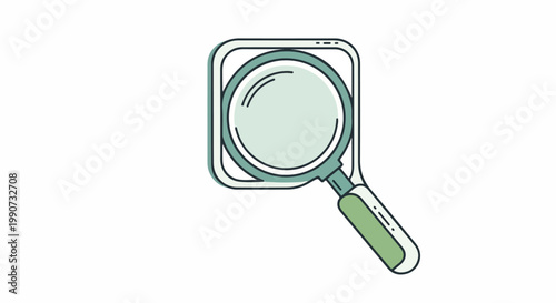 A simple magnifying glass icon with a clear lens and green handle