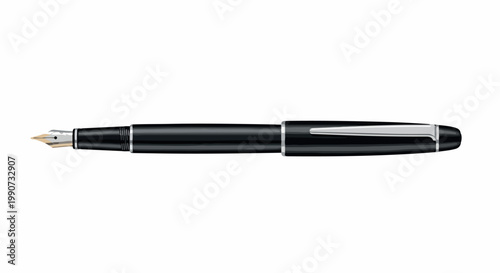 Elegant black fountain pen with a sleek design and gold nib tip