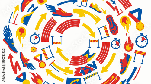 Abstract circular track and field athletics pattern