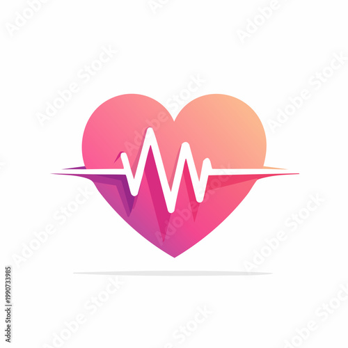 Heart with Electrocardiogram Line Symbol.