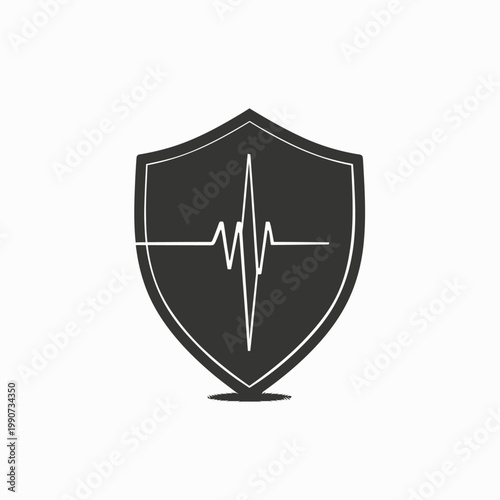 Abstract shield icon with ekg line for medical and security concepts