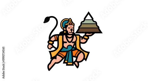 Lord Hanuman Jayanti illustration depicting the divine ape deity holding a pyramid symbolizing strength and devotion on Hanuman Jayanti