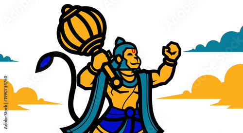 Lord Hanuman's Glorious Victory A Divine Celebration of Hanuman Jayanti with a Majestic Gada