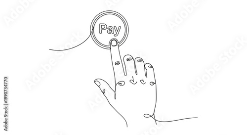 Hand clicking pay button online.