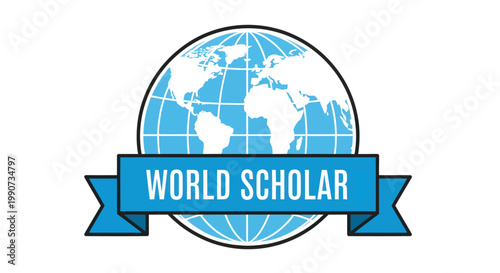 World Scholar Globe Logo Educational Symbol