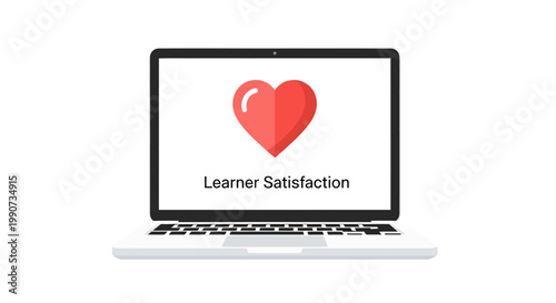 Laptop with heart symbolizing learner satisfaction and happiness