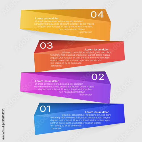 3D layered infographic template with colorful geometric step design