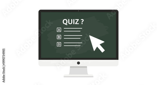 Computer monitor with quiz question on screen display