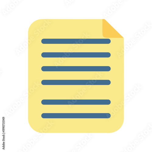 Yellow document with blue lines represents an important piece of information on file