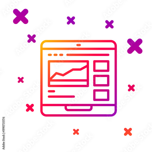 Color line Trading courses icon isolated on white background. Distance learning finance management, buying and selling assets in the stock markets. Gradient random dynamic shapes. Vector