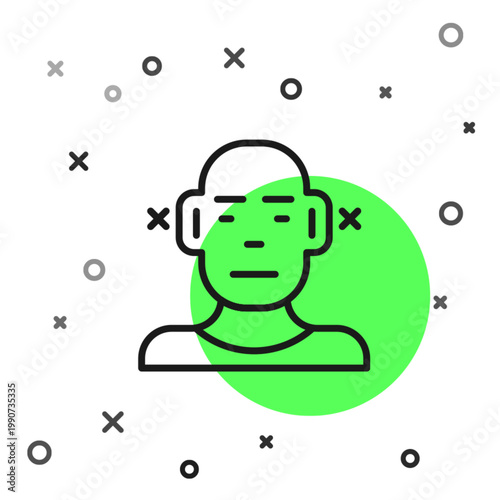 Black line Deafness icon isolated on white background. Deaf symbol. Hearing impairment. Vector