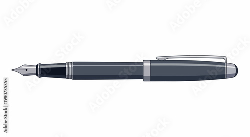 Elegant fountain pen with a sleek metallic body and retractable nib