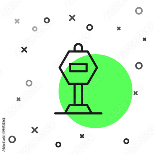 Black line Stop sign icon isolated on white background. Traffic regulatory warning stop symbol. Vector