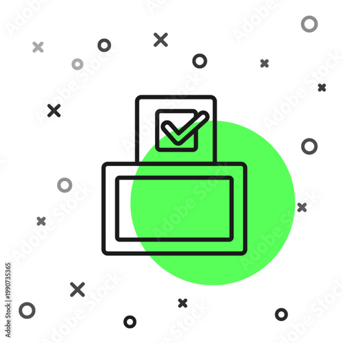 Black line Vote box or ballot box with envelope icon isolated on white background. Vector